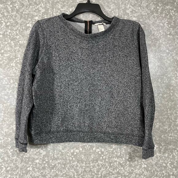 H&M Gray Marled Cropped Sweatshirt - Size Medium - Exposed Back Brass Zipper - Picture 1 of 7